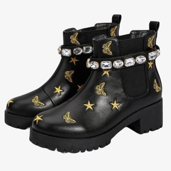 SHEIN Shoes - Bejeweled Butterfly Combat Ankle Boots
